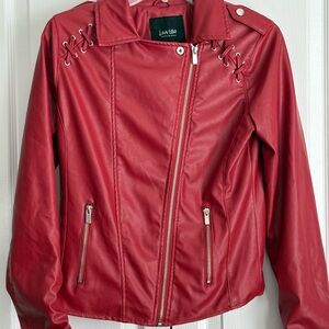 Lonestar Women's Faux Red Leather Jacket, size unknown, see measurements